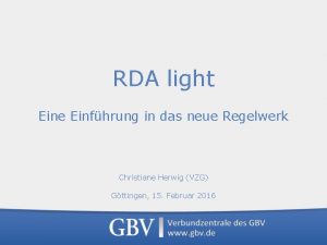 RDA light Eine Einfhrung in das neue Regelwerk