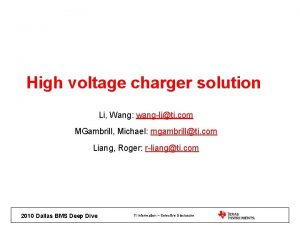 High voltage charger solution Li Wang wangliti com