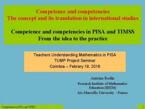 Competence and competencies The concept and its translation