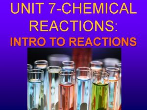 UNIT 7 CHEMICAL REACTIONS INTRO TO REACTIONS CHEMICAL