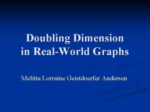 Doubling Dimension in RealWorld Graphs Melitta Lorraine Geistdoerfer