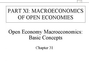 1 PART XI MACROECONOMICS OF OPEN ECONOMIES Open