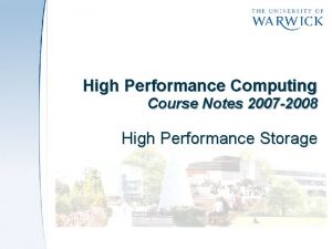 High Performance Computing Course Notes 2007 2008 High