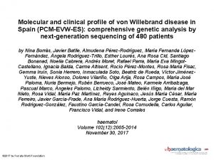 Molecular and clinical profile of von Willebrand disease