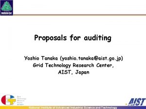 Proposals for auditing Yoshio Tanaka yoshio tanakaaist go