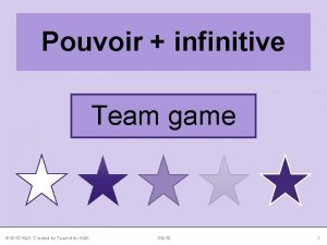 Pouvoir infinitive Team game 2015 AQA Created by