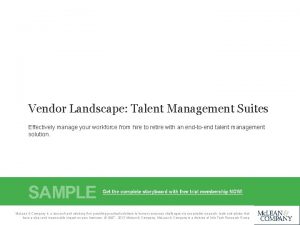 Vendor Landscape Talent Management Suites Effectively manage your
