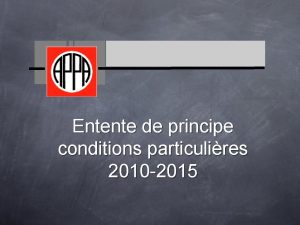 Entente de principe conditions particulires 2010 2015 A2