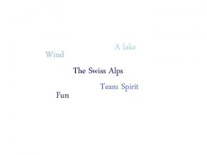 Wind Fun A lake The Swiss Alps Team