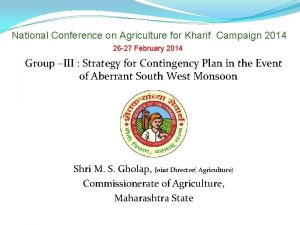 National Conference on Agriculture for Kharif Campaign 2014