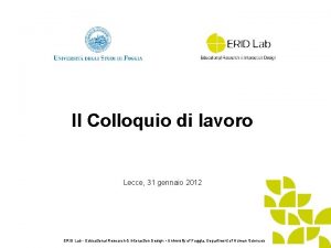 Il Colloquio di lavoro Lecce 31 gennaio 2012