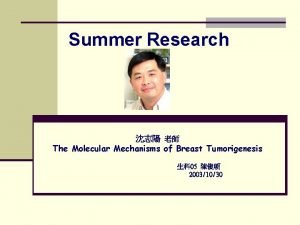 Summer Research The Molecular Mechanisms of Breast Tumorigenesis