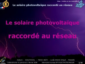http stielec acaixmarseille fr Le solaire photovoltaque raccord