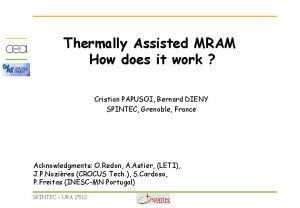 Thermally Assisted MRAM How does it work Cristian