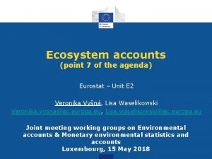 Ecosystem accounts point 7 of the agenda Eurostat