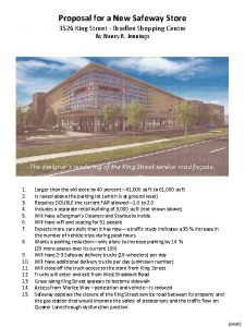 Proposal for a New Safeway Store 3526 King