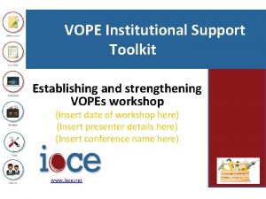 VOPE Institutional Support Toolkit Establishing and strengthening VOPEs