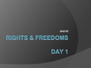 Unit 2 RIGHTS FREEDOMS DAY 1 Would the