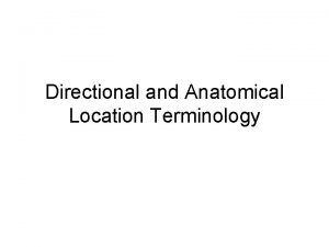 Directional and Anatomical Location Terminology Anatomical Position Anatomical
