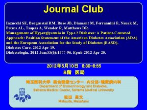 Journal Club Inzucchi SE Bergenstal RM Buse JB