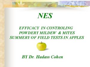 NES EFFICACY IN CONTROLING POWDERY MILDEW MITES SUMMERY