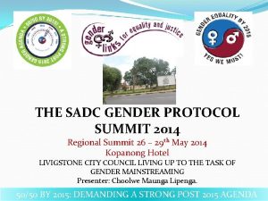 THE SADC GENDER PROTOCOL SUMMIT 2014 Regional Summit