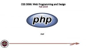 CGS 3066 Web Programming and Design Fall 2019