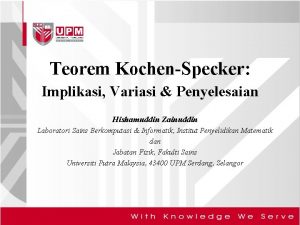 Teorem KochenSpecker Implikasi Variasi Penyelesaian Hishamuddin Zainuddin Laboratori
