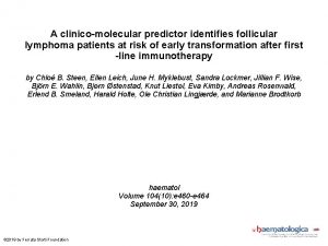 A clinicomolecular predictor identifies follicular lymphoma patients at