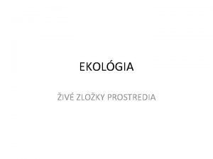 EKOLGIA IV ZLOKY PROSTREDIA POPULCIA Skupina jedincov rovnakho