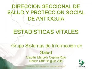 DIRECCION SECCIONAL DE SALUD Y PROTECCION SOCIAL DE