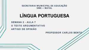 SECRETARIA MUNICIPAL DE EDUCAO SME NATAL LNGUA PORTUGUESA