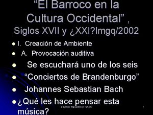 El Barroco en la Cultura Occidental Siglos XVII