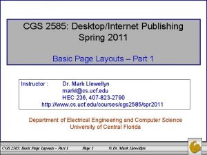 CGS 2585 DesktopInternet Publishing Spring 2011 Basic Page