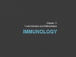 Chapter 11 Tcell Activation and Differentiation IMMUNOLOGY Initiating