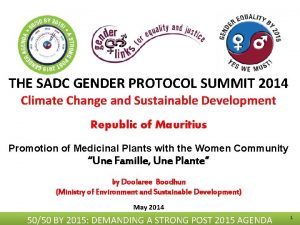 THE SADC GENDER PROTOCOL SUMMIT 2014 Climate Change