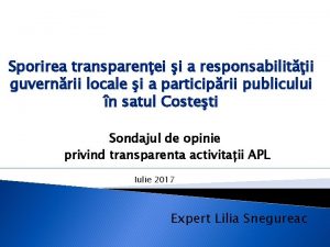 Sporirea transparenei i a responsabilitii guvernrii locale i