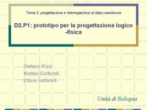 Tema 2 progettazione e interrogazione di data warehouse