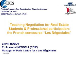 The 3 rd European Real Estate Society Education