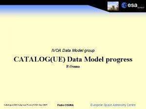 IVOA Data Model group CATALOGUE Data Model progress