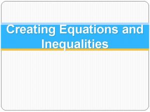 Creating Equations and Inequalities Consecutive Number Problems Write