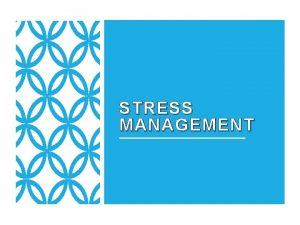 STRESS MANAGEMENT LETS MANAGE STRESS WHAT IS STRESS