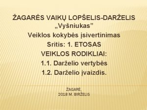 AGARS VAIK LOPELISDARELIS Vyniukas Veiklos kokybs sivertinimas Sritis