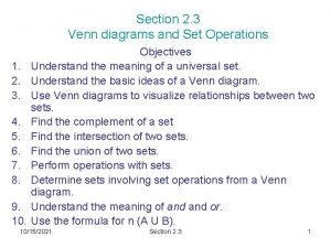 Section 2 3 Venn diagrams and Set Operations