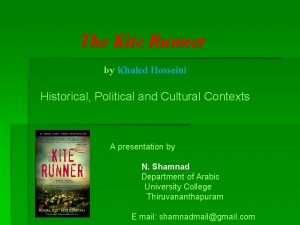 The Kite Runner by Khaled Hosseini Historical Political