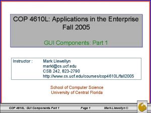 COP 4610 L Applications in the Enterprise Fall