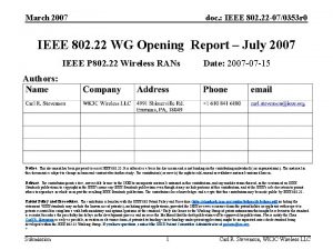 March 2007 doc IEEE 802 22 070353 r