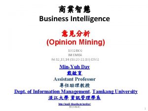 Business Intelligence Opinion Mining 1002 BI 09 IM