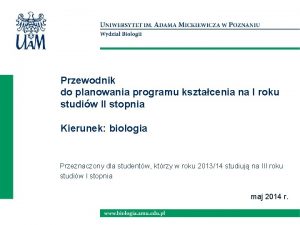 Przewodnik do planowania programu ksztacenia na I roku