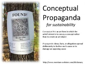 Conceptual Propaganda for sustainability Conceptual Art an art